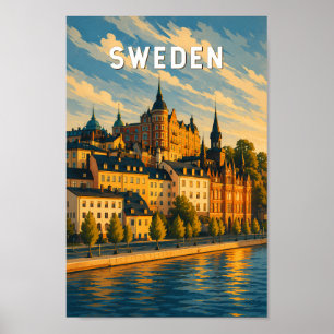 Zweden Illustratie Reis Kunst Vintage Poster
