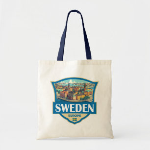 Zweden Illustratie Retro Badge Tote Bag
