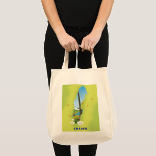 Zweden kaart geïllustreerde reisposter. tote bag