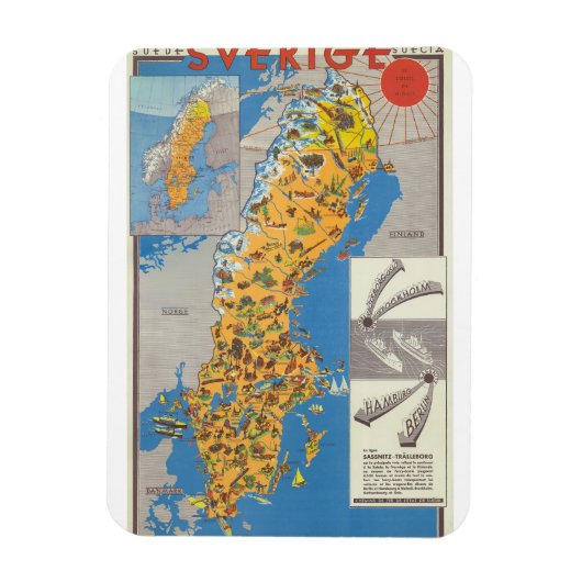 Zweden Kaart Magneet (Verticaal)