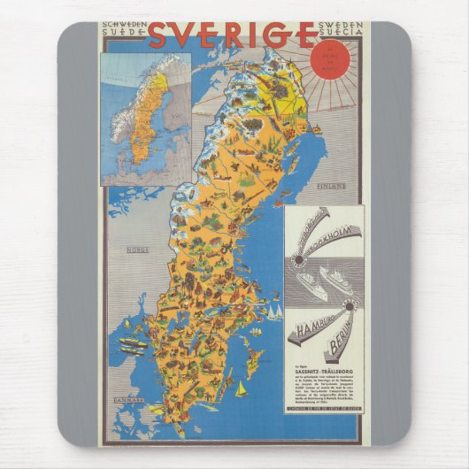 Zweden Kaart Muismat (Voorkant)