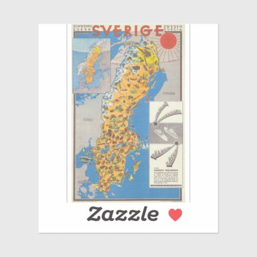 Zweden Kaart Sticker (Vel)
