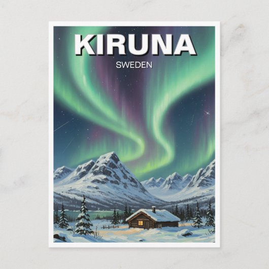 Zweden Kiruna Aurora Noorderlicht Briefkaart (Voorkant)