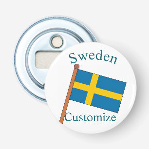 Zweden Land Vlag Thunder_Cove Button Flesopener