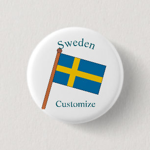 Zweden Land Vlag Thunder_Cove Ronde Button 3,2 Cm