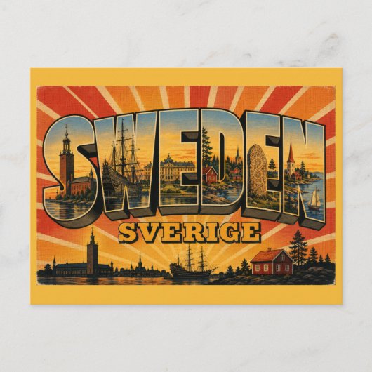 Zweden Landelijk Retro  Briefkaart (Voorkant)