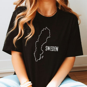 Zweden Landkaart Zweedse grens Lijn Land Vorm T-shirt