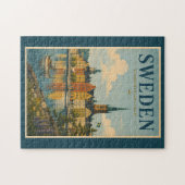 Zweden Landschapsillustratie Reis Kunst Vintage Legpuzzel (Horizontaal)