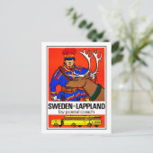 Zweden, lappland, postbus, vintage, reizen briefkaart (Staand voorkant)