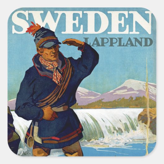 Zweden ~ Lappland Vierkante Sticker (Voorkant)