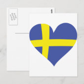 zweden liefde hart - zweedse vlag briefkaart (Voorkant / Achterkant)