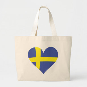 zweden liefde hart - zweedse vlag grote tote bag