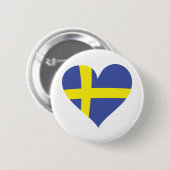 zweden liefde hart - zweedse vlag ronde button 5,7 cm (Voorkant /achterkant)
