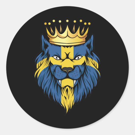Zweden Lion King Flag Ronde Sticker (Voorkant)