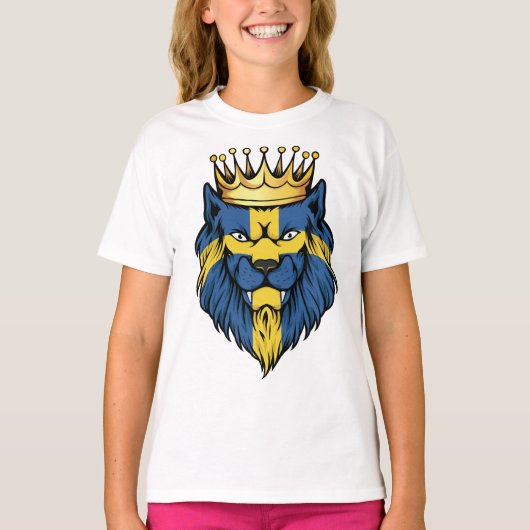 Zweden Lion King Flag T-shirt (Voorkant)