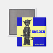 Zweden magneet met grappige viking (Voorkant / Achterkant)