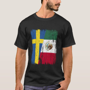 Zweden Mexico Halve Vlag Zweeds Mexicaanse Erfgoed T-shirt