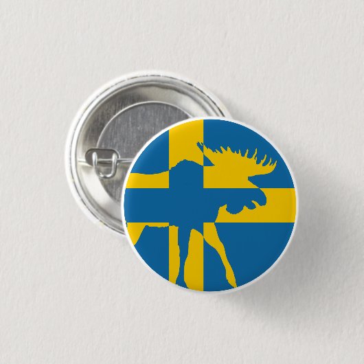 Zweden Moose Zweedse nationale dierenvlag Ronde Button 3,2 Cm (Voorkant /achterkant)