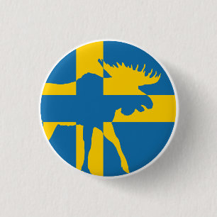 Zweden Moose Zweedse nationale dierenvlag Ronde Button 3,2 Cm