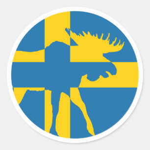 Zweden Moose Zweedse nationale dierenvlag Ronde Sticker