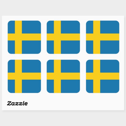 Zweden Nationale Wereldvlag Vierkante Sticker (Vel)