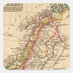 Zweden, Noorwegen 2 Vierkante Sticker