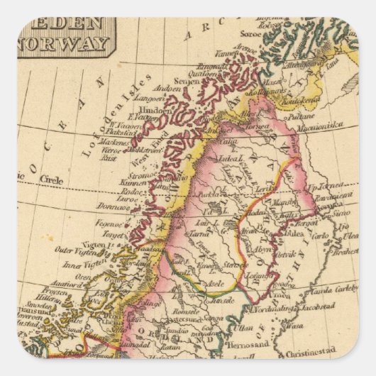 Zweden, Noorwegen 2 Vierkante Sticker (Voorkant)