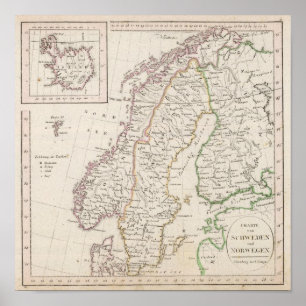 Zweden, Noorwegen, IJsland Poster