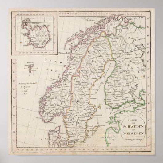 Zweden, Noorwegen, IJsland Poster (Voorkant)