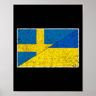 Zweden Oekraine Vlag Zweeds Oekraïense Nationalite Poster