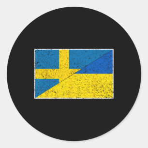 Zweden Oekraine Vlag Zweeds Oekraïense Nationalite Ronde Sticker