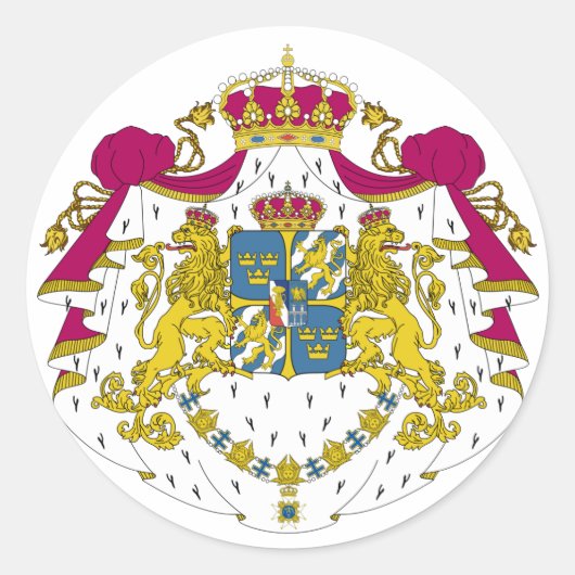 Zweden officieel wapen heraldiek symbool ronde sticker (Voorkant)