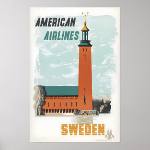 Zweden Print Zweedse Kunst Amerikaanse Reisposter 