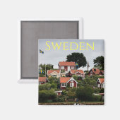 Zweden Red Houses Souvenir Magnet (Voorkant / Achterkant)