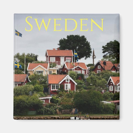 Zweden Red Houses Souvenir Magnet (Voorkant)