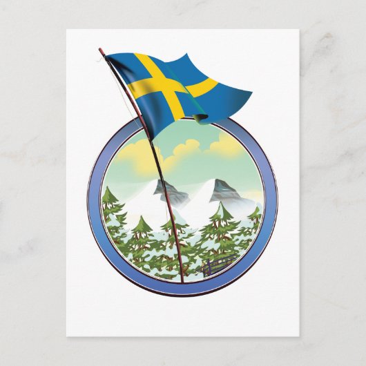 Zweden retro logo briefkaart (Voorkant)