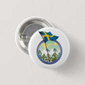 Zweden retro logo ronde button 3,2 cm (Voorkant /achterkant)