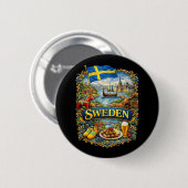 Zweden Ronde Button 5,7 Cm (Voorkant /achterkant)