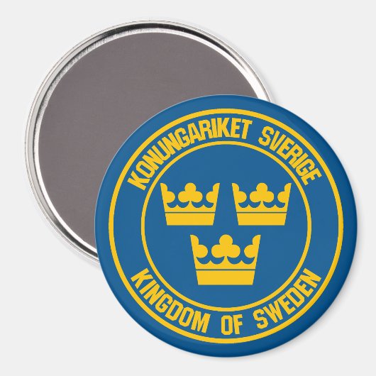 Zweden Round Emblem Magneet (Voorkant / Achterkant)