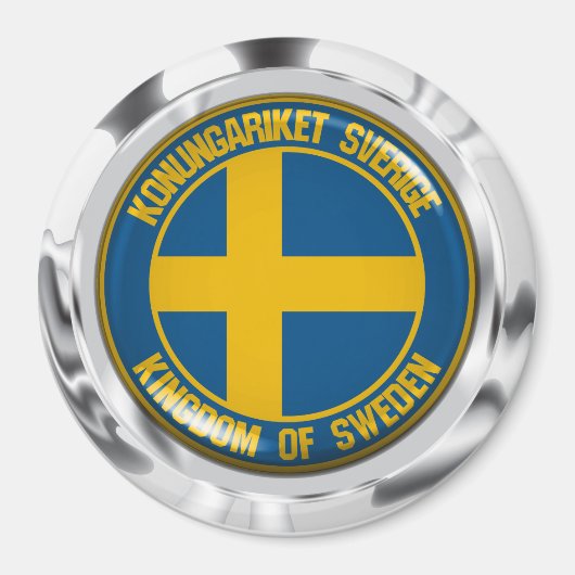 Zweden Round Emblem Magneet (Voorkant)