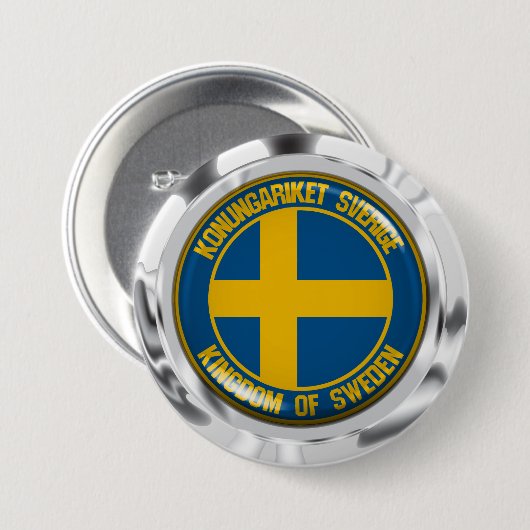 Zweden Round Emblem Ronde Button 7,6 Cm (Voorkant /achterkant)