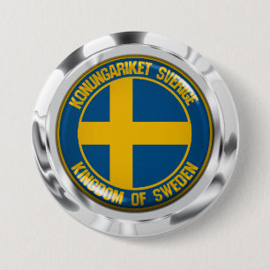 Zweden Round Emblem Ronde Button 7,6 Cm