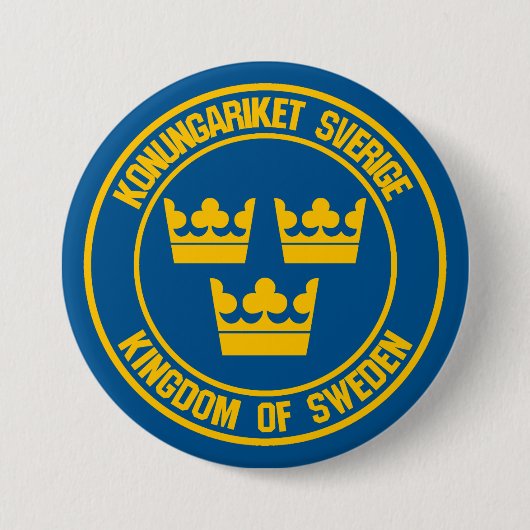 Zweden Round Emblem Ronde Button 7,6 Cm (Voorkant)