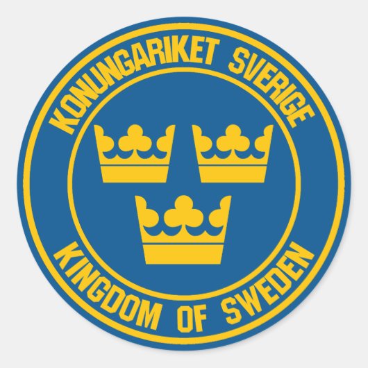 Zweden Round Emblem Ronde Sticker (Voorkant)