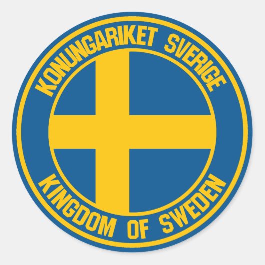 Zweden Round Emblem Ronde Sticker (Voorkant)