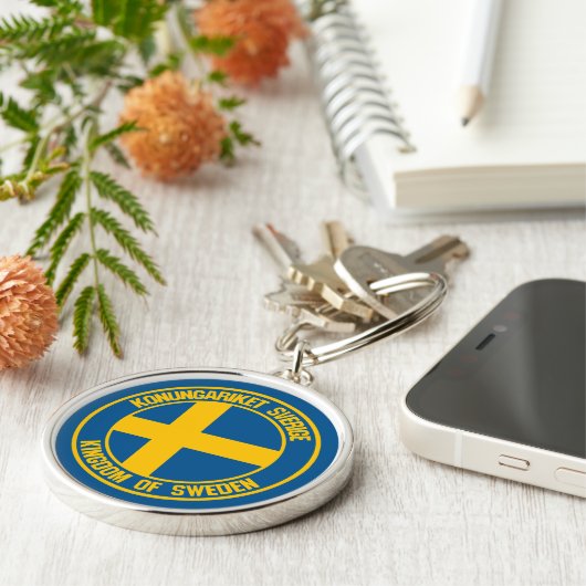 Zweden Round Emblem Sleutelhanger (Zijkant)