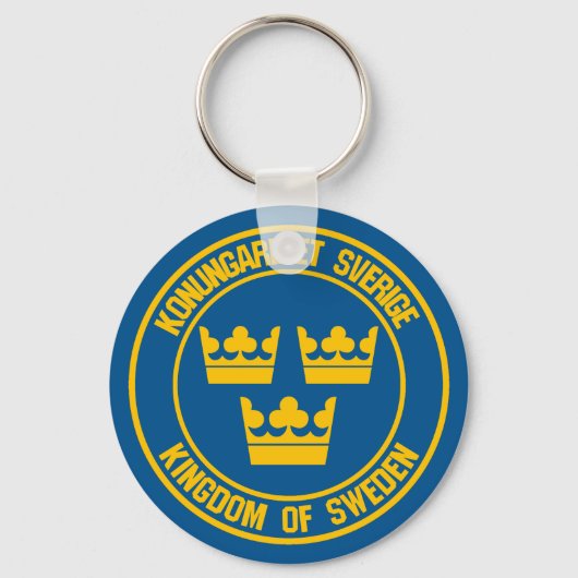 Zweden Round Emblem Sleutelhanger (Voorkant)