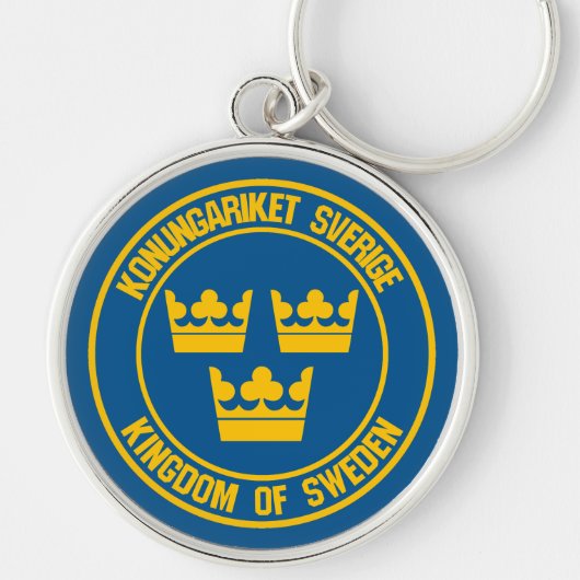 Zweden Round Emblem Sleutelhanger (Voorkant)