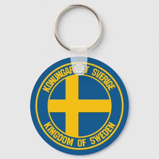 Zweden Round Emblem Sleutelhanger (Voorkant)