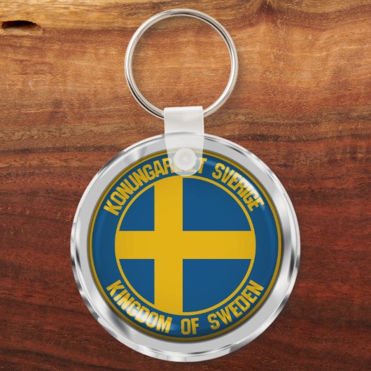 Zweden Round Emblem Sleutelhanger (Voorkant)